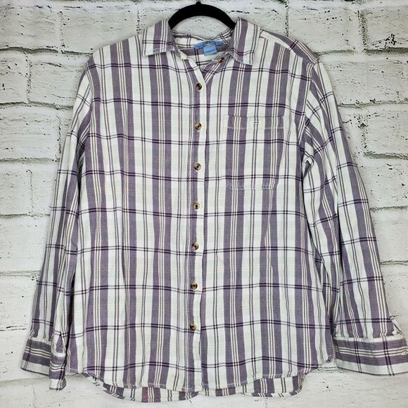 Duluth Trading Button Up Long Sleeve Collared Cotton Shirt Womens XL - Picture 1 of 6